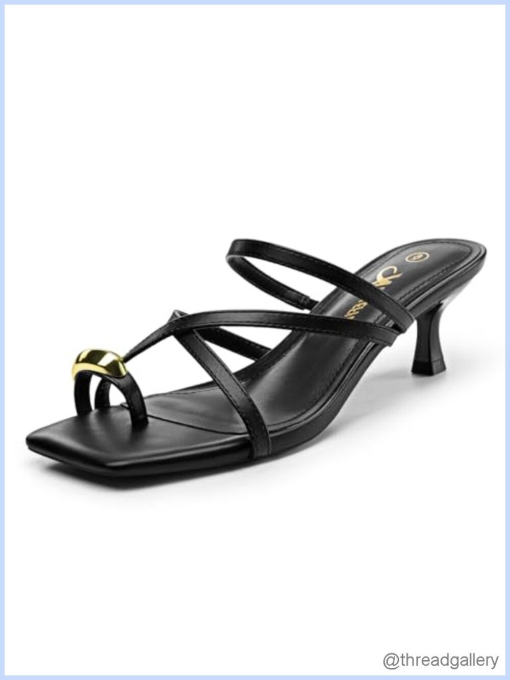 Strappy Kitten Heel Sandals Square Toe Slip On Flip Flop Heels